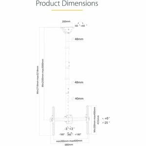 StarTech.com Ceiling TV Mount - Long Pole - Steel - VESA Monitors 32" to 70â€ - Full Motion - TV Ceiling Mount - Pull Dow