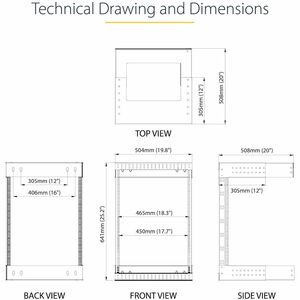 StarTech.com 2-Post 12U Heavy-Duty Wall Mount Network Rack, 19" Open Frame Server Rack with Adjustable Depth, Data Rack fo