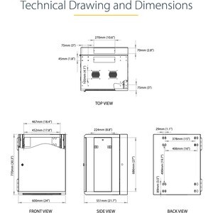 StarTech.com RK1520WALHM. Typ: Wandmontiertes Regal, Rack-Kapazität: 15U, Höchstgewicht (Kapazität): 90 kg, Verbessertes K