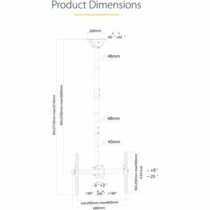 StarTech.com FPCEILPTBLP Deckenhalterung für Flachbildschirm - Schwarz - Höhenverstellbar - 1 Unterstützte(r) Display(s)Bi
