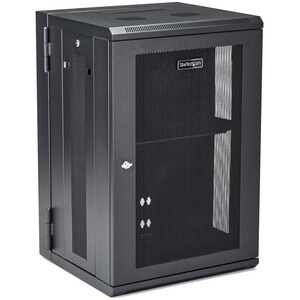 StarTech.com 18U Wandmontierbar Rackschrank für Server, LAN-Schalter, Patchfeld406,40 mm Rack Depth - Schwarz - Stahl, Gef