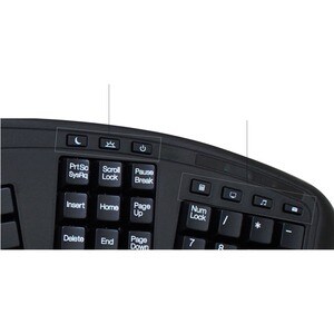 Adesso 2.4GHz Wireless Ergonomic Touchpad Keyboard - Wireless Connectivity - RF - 30 ft - 2.40 GHz - USB Interface - 105 K