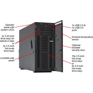 THINKSYSTEM ST550 GOLD 5118 12C 16GB 8 X 2.5 HS RAID 530-8I 1100W PLAT HS NO OPTICAL 3YRS