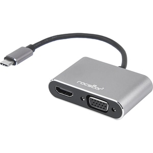 Rocstor Premium USB-C to HDMI & VGA Dual Port Adapter - HDMI 4K @30Hz, VGA 1080p - USB Type- C to 1x HDMI & 1x VGA - 2-Por