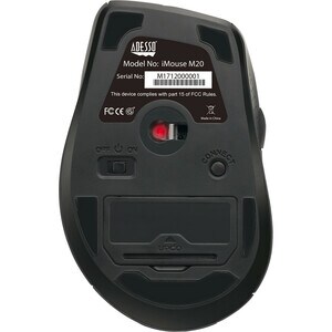 Adesso iMouse M20B - Wireless Ergonomic Optical Mouse - Optical - Wireless - 30 ft - Radio Frequency - 2.40 GHz - Black - 
