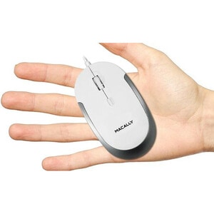 Macally USB Optical Quiet Click Mouse for Mac/PC in White & Aluminum - Optical - Cable - Aluminum, White - USB - 2400 dpi 