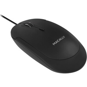 Macally USB Optical Quiet Click Mouse for Mac/PC Black - Optical - Cable - Black - USB - 2400 dpi - Scroll Wheel - Symmetr
