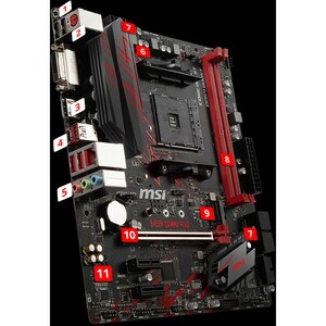 MSI B450M GAMING PLUS Desktop Motherboard - AMD B450 Chipset - Socket AM4 - Micro ATX - Ryzen 3 Processor Supported - 32 G