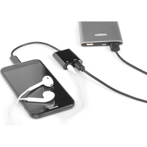 Digitus 20 cm Mini-Phone/USB Audio/Power/Datentransfer-Kabel für Tablet, Lautsprecher, Smartphone, Headset, Notebook, Kopf