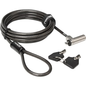 Rocbolt R20 Slim Security Cable with Key Lock and (2) Keys - 10mm Lock Head for Thinnest Laptop, Ultrabook Devices - Galva