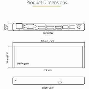StarTech.com Thunderbolt 3 Dock, Dual 4K 60Hz Monitor TB3 Docking Station with DisplayPort, HDMI & 1080p VGA, 85W Power De