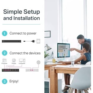 TP-Link TL-SG1008MP 8 Ports Ethernet Switch - Gigabit Ethernet - 1000Base-T - 2 Layer Supported - 9.89 W Power Consumption