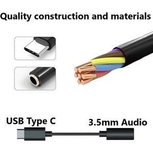 4XEM USB-C Male To 3.5mm Female Adapter Black - 5" Mini-phone/USB Audio Cable for Audio Device, Smartphone, Headphone - Fi