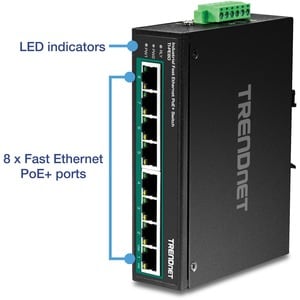 TRENDnet TI-PE80 8 Anschlüsse Ethernet-Switch - Fast Ethernet - 100Base-X - Neu - TAA-konform - 2 Unterstützte Netzwerksch