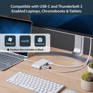 StarTech.com USB Type C Docking Station for Notebook - Silver, White - 1 Displays Supported - 4K - 2048 x 1280, 3840 x 216