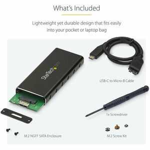StarTech.com Drive Enclosure SATA/600, M.2 - USB 3.1 Micro-B Host Interface - UASP Support External - Black, Silver - TAA 