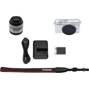 Canon EOS M200 24,1 Megapixel Spiegellose Kamera mit Objektiv - 15 mm - 45 mm Brennweite - Weiß - Autofokus - 7,6 cm (3 Zo