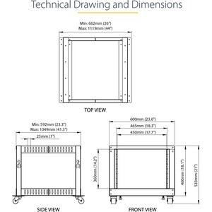 StarTech.com 4-Pfosten 8 HE Mobiles Open Frame Serverrack, 19" Netzwerk Rack, Rack für AV/IT; Rollen, Nivellierfüße oder B