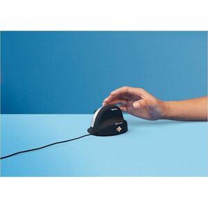 R-Go HE ergonomic mouse, vertical mouse, prevents RSI, medium (hand length 165-185mm), right handed, wired, black - Cable 