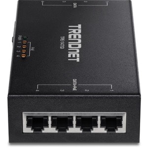 TRENDnet 65W 4-Port Gigabit PoE+ Injector, TPE-147GI, 4 x Gigabit Ports(Data in), 4 x gigabit PoE Ports(Data + PoE Out), M