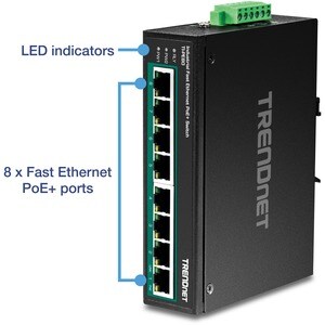 TRENDnet TI-PE80 8 Ports Ethernet Switch - Fast Ethernet - 100Base-X - New - TAA Compliant - 2 Layer Supported - Twisted P