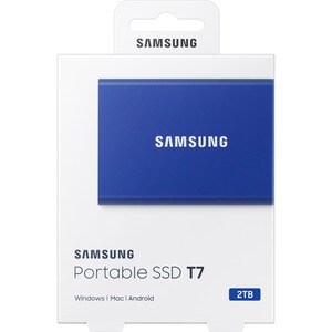  SSD Externe T7 Samsung 2To Bleu MU-PC2T0H, vitesse de lecture jusqu'à 1050 Mo/s, résiste aux chutes jusqu'à 2m