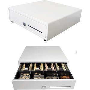 apg Genesis 1313 Cash Drawer - 4 Bill - 4 Coin - 2 Media Slot - Stainless Steel, Plastic - White - 99.8 mm Height x 332.7 