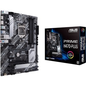 Asus Prime H470-PLUS Desktop Motherboard - Intel H470 Chipset - Socket LGA-1200 - Intel Optane Memory Ready - ATX - 128 GB