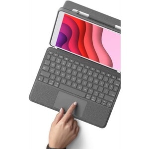 Logitech Combo Touch Keyboard/Cover Case Apple, Logitech iPad (7th Generation) Tablet - Graphite - Scuff Resistant, Scratc