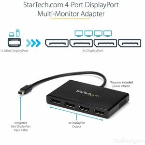 StarTech.com Signal Splitter - Plastic - 30 Hz to 60 Hz - 3840 × 2160 - DisplayPort