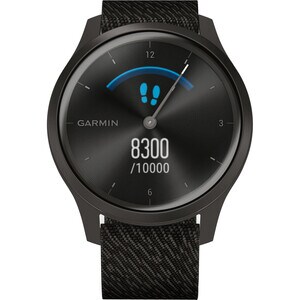 Garmin vívomove Style GPS Watch - Glass, Anodized Aluminium - Graphite Case - Black Pepper Band - Anodized Aluminium Case 
