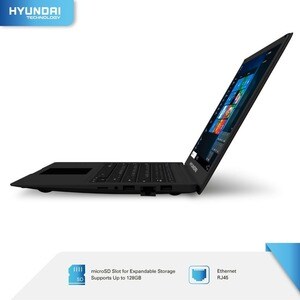 Hyundai Thinnote-A, 14.1" Celeron Laptop, 4GB RAM, 64GB Storage, Expandable 2.5" SATA HDD Slot, Windows 10 Home S Mode, Bl