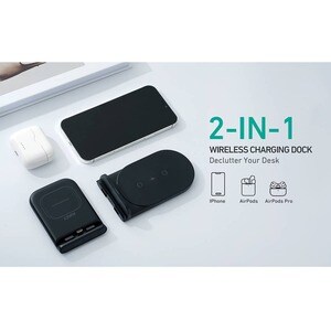 AUKEY Aircore 2-in-1 Wireless Charging Stand - 5 V AC, 9 V AC Input - 9 V DC, 12 V DC Output - Input connectors: USB