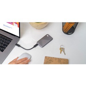 WD My Passport WDBAGF0010BGY-WESN 1 TB Portátil Unidade de estado sólido - Externo - Cinza Espacial - USB 3.2 (Gen 2) Tipo