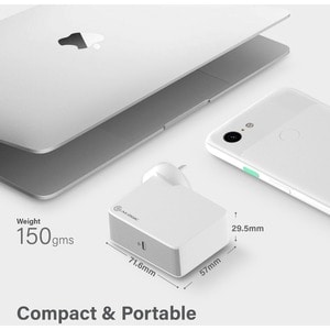 ALOGIC USB-C Laptop/Macbook Wall Charger 60W with Power Delivery- Travel Edition with AU, EU, UK, US Plugs and 2m Cable - 