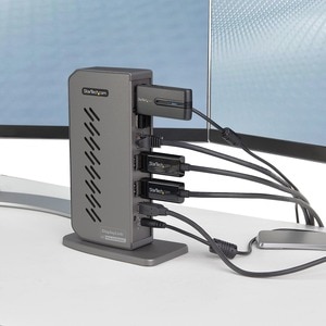 StarTech.com USB-C USB-A Dock - Hybrid Universal USB 3.0 Laptop Docking Station - Dual Monitor 4K 60Hz HDMI/DisplayPort - 