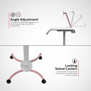 CTA Digital Height-Adjustable Rolling Medical Workstation Cart with VESA Plate - 4 Casters - 1