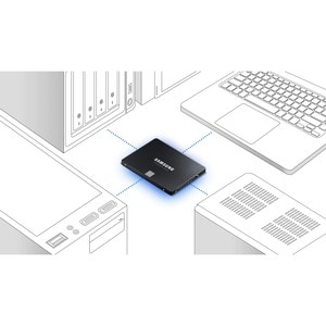 SSD Samsung 870 EVO MZ-77E1T0B - 2.5" Interne - 1 To - SATA (SATA/600) - Noir - Ordinateur de bureau, Notebook Appareil co