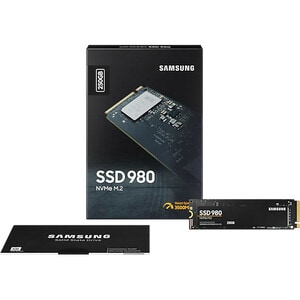 Samsung 980. SSD capacity: 250 GB, SSD form factor: M.2, Read speed: 2900 MB/s, Write speed: 1300 MB/s, Component for: PC