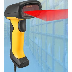 Adesso NuScan 5200TU Industrial, Healthcare, Logistics Handheld Barcode Scanner - Cable Connectivity - Yellow - 304.80 mm 