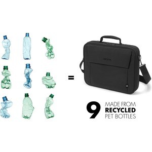 Dicota Eco Tasche für 35,6 cm (14 Zoll) bis 39,6 cm (15,6 Zoll) Notebook - Schwarz - 300D Polyethylene Terephthalate (PET)