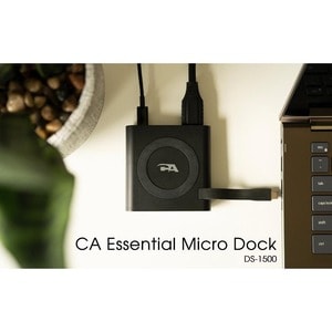 Cyber Acoustics DS-1500 CA Essential Micro Docking Station - for Notebook/Smartphone - 65 W - USB Type C - 2 Displays Supp