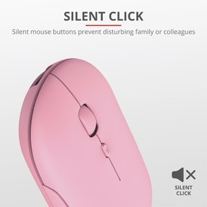 Trust Puck Mouse - Bluetooth/Radio Frequency - USB 2.0 Type A - Optical - 4 Button(s) - Pink - Wireless - 2.40 GHz - Recha