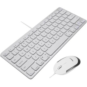 Macally Compact Aluminum USB Keyboard And Quiet Click Mouse - USB Cable Keyboard - USB Cable Mouse - 2400 dpi - Scroll Whe