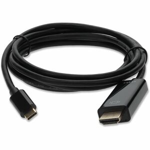 AddOn 6ft (~2m) USB C 3.1 Male to HDMI Male Adapter Cable, Up to 4K 30Hz, Black - 6 ft HDMI/USB-C A/V Cable for Audio/Vide