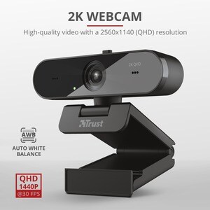 Trust TW-250 Webcam - 30 fps - Black - USB 2.0 - 2560 x 1440 Video - Auto-focus - Microphone - Notebook, Computer, Monitor