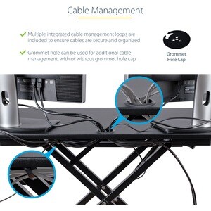 Bureau Coin Convertible Assis/Debout - Tiroir Clavier - Grande Surface (89 x 53cm) - Hauteur Réglable - Double Écran - 76,