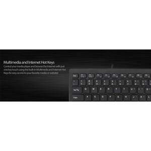 Adesso SlimTouch AKB-111UB Keyboard - Cable Connectivity - USB Interface - English (US) - Black - Membrane Keyswitch - Des