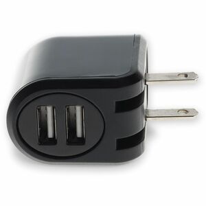 AddOn Wall Charger 2X USB-A 2.0 5V at 2.4A Single port or 5V at 1A Dual port 12W total, Black - 12 W - 5 V DC Output - 2.4