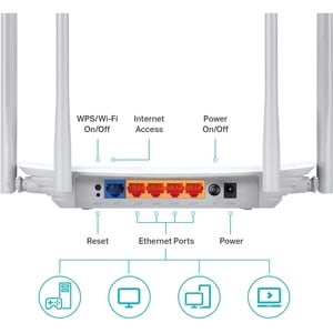 TP-Link Archer A54 - Dual Band Wireless Internet Router - AC1200 WiFi Router - 4 x 10/100 Mbps Fast Ethernet Ports - Suppo